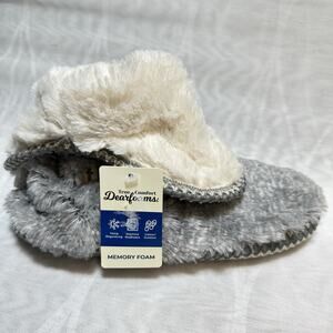 Dearfoams Womens‎ Beth Furry Foldover Boot Slippers sz Large 9-10 Grey Frost NWT